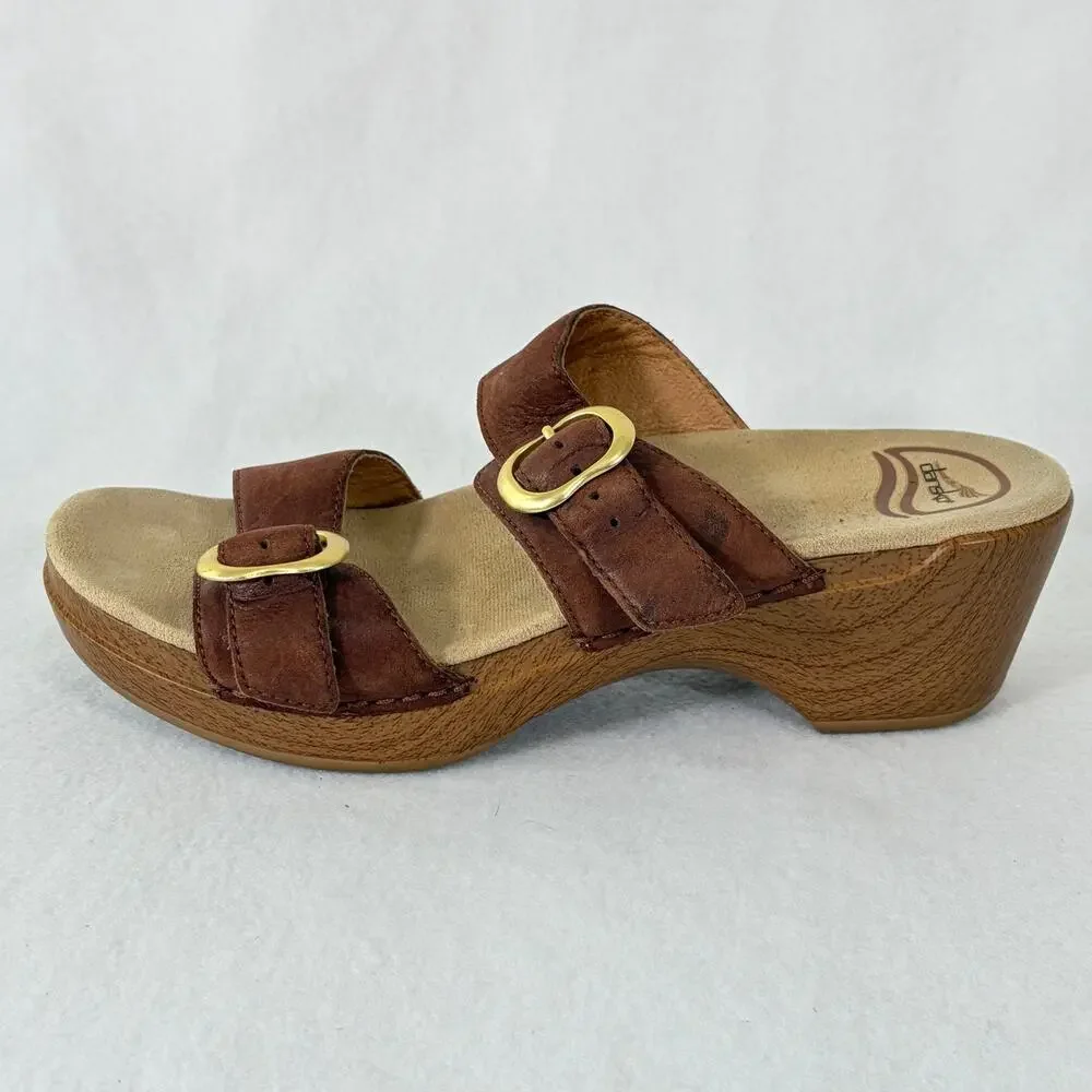 Dansko Sandals Womens EU 39 US 8.5-9 Brown Leather Slip On Cushioned Shoes